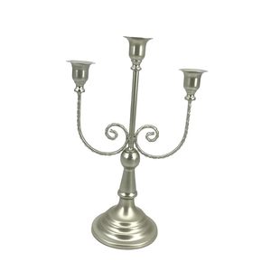 Candélabre en métal argenté à 3 bras pour centre de table, mariage, fête, décoration intérieure, support de bougie décoratif, fournisseur - Product Image 4