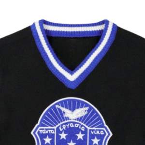 SEEBI SPORTS Pull en tricot uni à col en V pour femme, logo brodé ZOB sur le devant, bleu noir, style vintage, cardigan d'hiver - Product Image 6