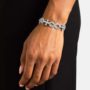 925 Sterling Silver Gothic Cross <b>Infinity</b> <b>Bracelet</b> Pave Link <b>Bracelet</b> for Women Luxury Jewelry - Product Image 1