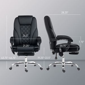 Heated Reclining Massage Office Chair Black Executive Desk Chair with Adjustable Height and <b>Footrest</b> Made of Durable Nylon - Product Image 3
