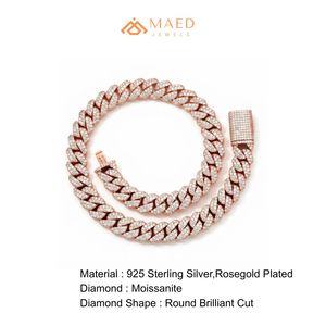 Rose Gold Plated Moissanite <b>Necklace</b> Fashion Jewelry Cuban Link <b>Chain</b> for Women Men Elegant Gifts New York City Fine Jewelry NYC - Product Image 6