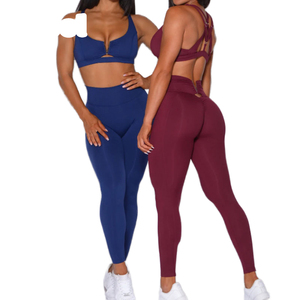 Wholesale Customization 2 Piece Solid Active Wear Set Women Gym Workout Butt Lifting Yoga Set Quick Dry Breathable Eco-Friendly - Product Image 2