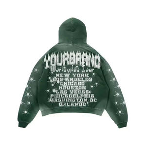 Ensemble de survêtement pour homme 2 pièces : Hoodie vintage streetwear personnalisé et pantalon évasé, imprimé DTG, délavé soleil, effet délavé à l'acide - Product Image 4