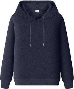 Unisex <b>Navy</b> Blue Hooded <b>Sweatshirt</b> Regular Fit Casual Knitted Long Sleeve Solid Color Hoodie Autumn Wear - Product Image 1