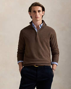 เสื้อสเวตเตอร์ถักไหมพรมสีน้ำตาลแบบครึ่งซิปสำหรับผู้ชาย พรีเมียม คอตั้ง สไตล์ลำลอง ธุรกิจ สตรีทแวร์ ขายส่งจากผู้ผลิต - Product Image 1