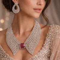 Nouveau Collier Ras du Cou Femme Style Européen et Américain, Motif Floral, en Alliage de Cuivre, Perle, Plaqué Or 18K, Sertissage Pavé