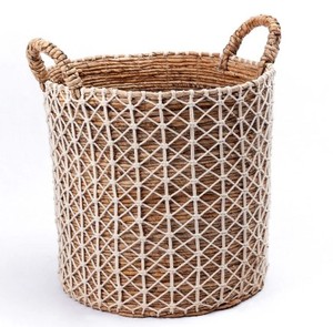 Natural Water Hyacinth <b>Storage</b> Baskets Set of 3 Woven <b>Laundry</b> Hamper with Handle Boho Decorative Toy Organizer Home <b>Organization</b> - Product Image 3