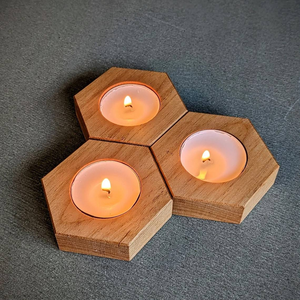 DECOR N UTILITY CRAFT Hexagon Wooden Tea Light Holder Handmade <b>Candle</b> Stand Christmas Home Decoration - Product Image 5