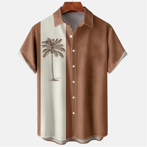 <b>Mens</b> <b>Tropical</b> Leaf Print Hawaiian TShirt Casual Summer Beach <b>Shirt</b> Short Sleeve Button Up Vacation Resort Wear Lightweight - Product Image 2