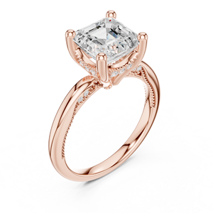 เครื่องประดับทองคำชมพู 14k ยอดนิยม ชุบออกซิไดซ์ ประดับเพชรทรง Asscher แบบสี่ขา ฝังเพชรเพาะเลี้ยง สวยงาม เหมาะเป็นของขวัญหมั้นสำหรับเธอ - Product Image 5