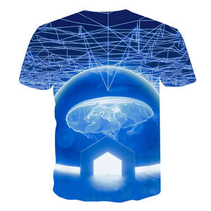 เสื้อยืดกีฬาผู้ชายแบบซับลิเมชั่น ผ้าฝ้าย 100% แขนสั้น ลายกาแล็กซี่ น้ำหนักเบา ระบายอากาศดี รับผลิตแบบ OEM ODM ขายส่งจากโรงงาน - Product Image 5