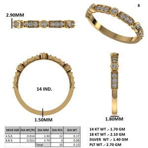 แหวนเพชรทองคำ 18K ทรงกลมเจียระไนแบบบริลเลียนท์ ประดับพลอยสีขาว สำหรับงานแต่งงานหรือวันครบรอบ - Product Image 5