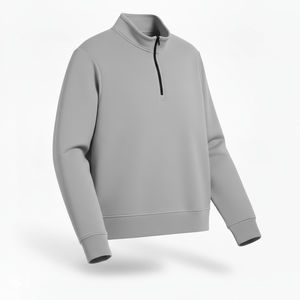 <b>Men's</b> Winter Half Zip Fleece <b>Pullover</b> Sweatshirt Eco-Friendly Knitted Stand Collar Pocket Design Customizable Sweatshirt - Product Image 2