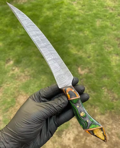 Cuchillo de filetear ambidiestro premium hecho a mano para procesamiento de carne, hoja afilada de acero de Damasco, mango de madera natural, venta al por mayor de fábrica OEM - Product Image 3