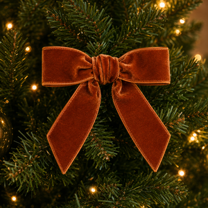 Wholesale WUJI Custom Brown Polyester Seasonal <b>Christmas</b> Tree Decoration Bow 4inch X 4inch Festival Home Customizable Velvet - Product Image 4
