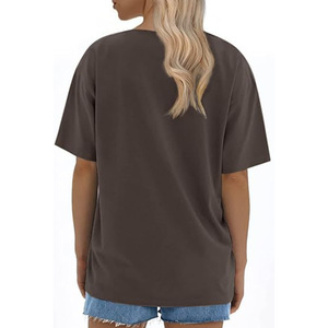 <b>Women</b> Oversized Crew Neck T-<b>Shirt</b> Solid Color Drop Shoulder Short Sleeve <b>Loose</b> Fit Breathable Jersey Cotton Top All Seasons - Product Image 2