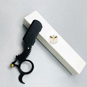 Rasoir de sécurité professionnel pliable en acier inoxydable noir, rasoir manuel à lame remplaçable, outil de salon de luxe - Product Image 2