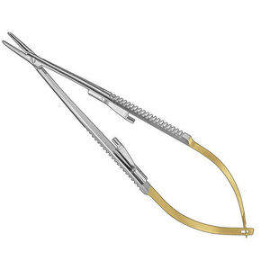 Castroviejo Micro Needle Holder 18.5cm/20cm Straight/Curved Lock Steel Manual Surgical <b>Instrument</b> CE Certified By Grip Surgical - Product Image 4