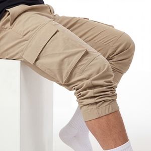 Pantalon cargo pour homme, taille élastique, plusieurs poches, respirant, en toile, style décontracté, pantalon de jogging mi-lourd pour l'automne - Product Image 2