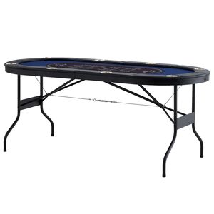 Mesa de Póker Plegable Portátil para 8 Jugadores con Rieles Acolchados y Portavasos de Acero Inoxidable para Blackjack, Texas Holdem y Juegos de Azar - Product Image 1