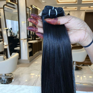 Venta al por mayor Remy barato templo natural proveedor virgen paquetes de color de la máquina de doble trama recta indio extensiones de cabello humano - Product Image 1