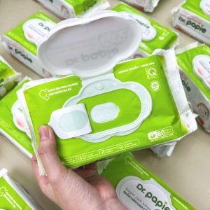 Lingettes humides pour bébés Dr. Papie Sensitive, nettoyage de la zone des couches, sans alcool, sans parabène, extra douces, aident à réduire les érythèmes, apaisent la peau - Product Image 4