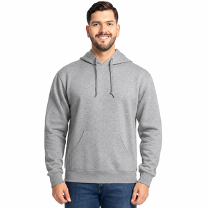 Sudadera con Capucha Gris para Hombre, Diseño Nuevo, Corte Regular, Informal, de Algodón y Felpa, con Bolsillo, para Otoño - Product Image 1