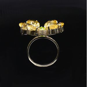Anillo de Plata de Ley 925 con Circonita Amarilla Citrino, Joyería Plateada con Piedras Preciosas para Mujer - Product Image 4