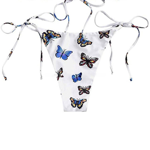 Ensemble bikini 2 pièces léger pour femme, col halter, motif uni, séchage rapide, avec bas string en Spandex/Polyester - Product Image 3