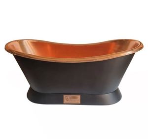 Bañera independiente de cobre, ovalada, estilo antiguo, bañera metálica sin tapa, duradera para adultos - Product Image 5