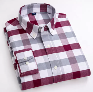 Chemise de travail à manches longues pour homme, coupe classique, couleur unie, tissu tissé 100% coton, vert, vêtements décontractés - Product Image 1