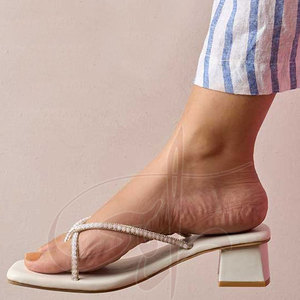 Adorned Elegant Fancy <b>Strings</b> Printed Soft Graceful Look Designed Heels Slides Anti-Slippery Fashion Trend Customizable Genuine - Product Image 5