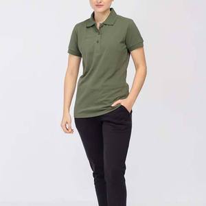 เสื้อโปโลแขนสั้นสีเขียวมะกอกสำหรับผู้ชาย สีพื้น ดีไซน์กระดุมแบบลำลอง ทรงปกติ ผ้าฝ้าย - Product Image 4
