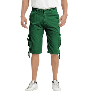 Algodón puro 100%/tela personalizada Streetwear Cargo Shorts Logo de secado rápido verano Multi-Bolsillo liso Cargo pantalones cortos Hombre - Product Image 3