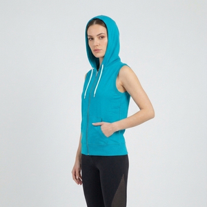 Women Gym Workout Wear Full Zipper Sleeveless Hoodie Yoga Fitness Sporty Style Hooded Tank <b>Top</b> Women's Jogging Wear Singlet <b>Top</b> - Product Image 3