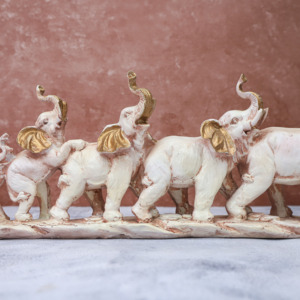 Fabriqué à la main en vrac cinq éléphants résine artisanat Durable maison/cadeaux décoratif Base intégrée pièce maîtresse - Product Image 5