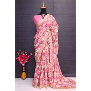 Saree à imprimé numérique Floral Design Belle robe de soirée - Product Image 5