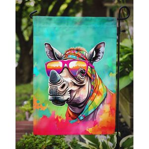 Hippie Animal rinoceronte Multicolor jardín bandera buzón decorativo patio Banner para Patio ilustraciones camas de flores tamaño para patio - Product Image 3