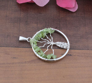 Pendentif Arbre de Vie en Citrine Naturelle Brute, Fil Plaqué Platine Fait Main Vintage, Argent Sterling 925 - Product Image 5