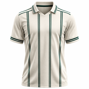 Custom Men’s Retro Pinstripe <b>Soccer</b> Jersey Breathable Polyester Football Shirt Cream Green Striped Athletic Team Wear Quick Dry - Product Image 6