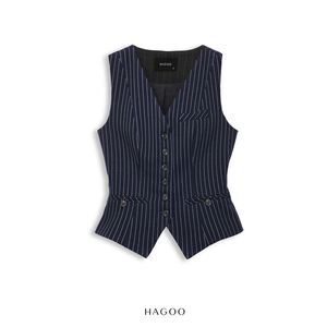 Chemisier décontracté et élégant HAGOO pour femme, col en V, rayé, brossé, respirant, pour le bureau et le quotidien, style vintage, Vietnam - Product Image 3