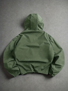 Veste matelassée à capuche pour homme, vert olive, coupe-vent, fermeture éclair décontractée, coupe régulière, pour l'automne - Product Image 4