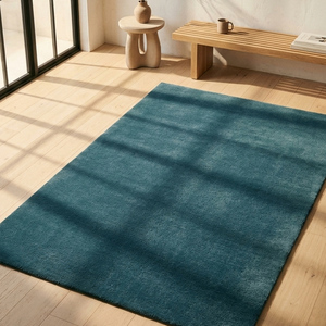 Tapis élégant en laine tufté à la main, couleur turquoise, antidérapant, moderne, pour salon, chambre à coucher, décoration contemporaine pour la maison - Product Image 3