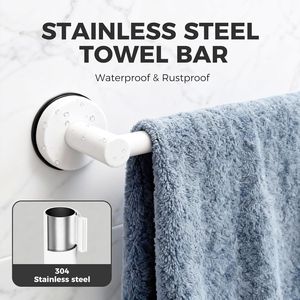 Portasciugamani da Bagno Regolabile da 14,6 a 24 Pollici in Acciaio Inox con Ventosa, Porta Asciugamani da Parete Moderno - Product Image 3