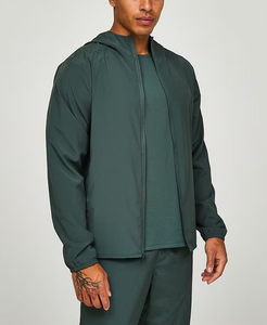 20256 Veste coupe-vent à capuche pour homme, couleur unie, en polyester tricoté, séchage rapide, ensemble de vêtements de sport décontractés, disponible à la vente en ligne - Product Image 4