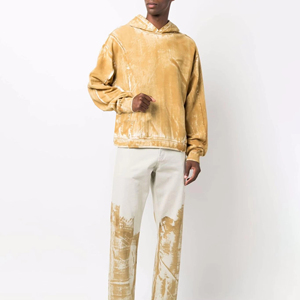 High Quality Streetwear Custom Hoodie Fleece Pullover Vintage Wash Acid Sun fade Hoodie Men Full Sleeve Washed Fabric OEM ODM - Product Image 6