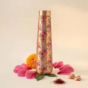 2026 Floral Copper Water Bottle Portable Travel <b>Drinkware</b> with Lid - Product Image 1