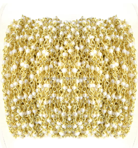 Freshwater Pearl Rondelle Rosary Chain 925 Sterling <b>Silver</b> 18K Gold Plated <b>Wire</b> Wrapped Gemstone Jewelry Finding - Product Image 3