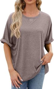 Camiseta Casual de Manga Corta para Mujer, Transpirable, con Cuello Redondo y Manga de Mariposa, Diseño Sólido con Logotipo, Exportación Transfronteriza - Product Image 4