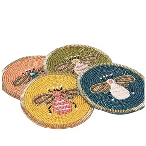 Indian Manufactured Beaded Coaster Set for <b>Table</b> <b>Protection</b> Stylish Decorative Coasters for Home Available For Sale - Product Image 1